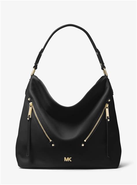 michael kors evie pebbled leather hobo handbag black